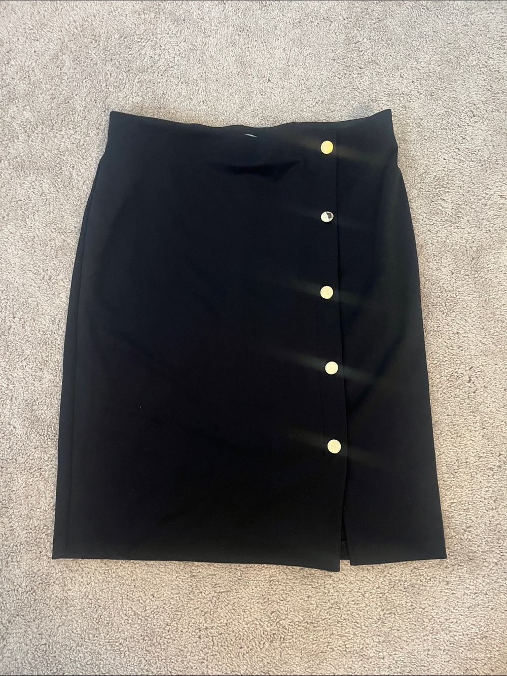Marc New York Black Pencil Skirt with Gold Buttons